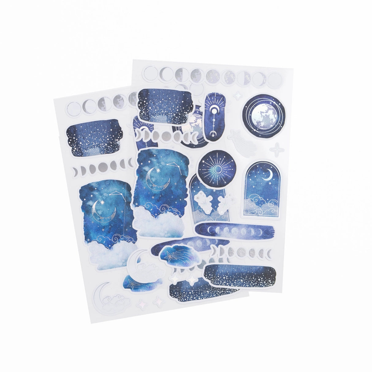 Capture the universe with our Everyday Wonderstruck Theme Stickers. This set is inspired by the harmonious beauty and magic of the night sky.

Perfect to add decorative touches to your planners and bullet journals, these high-quality stickers of hand illustrated designs are printed on a clear background, perfectly designed to seamlessly blend into any page type. Each sticker set includes 2 sheets.

Stickers can be super helpful when setting up your monthly or daily bullet journal pages. Use these cute stick