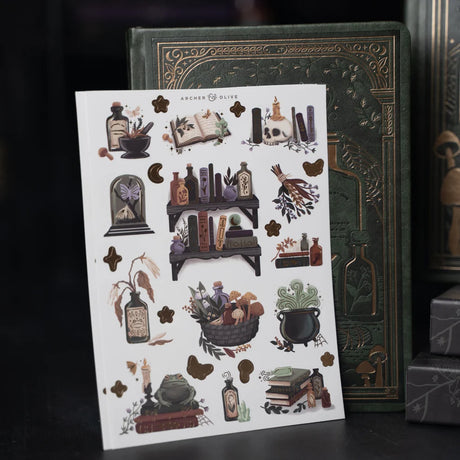 Bring the charm of an old-world apothecary to your journal with the Apothecary Shelf Sticker Set.