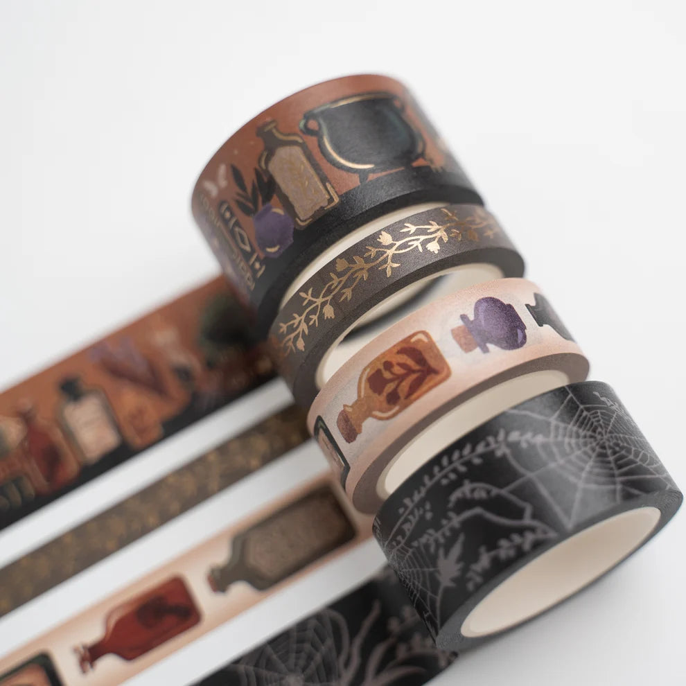 Turn every journal spread into an enchanted apothecary with the Apothecary Shelf Washi Tape Set.