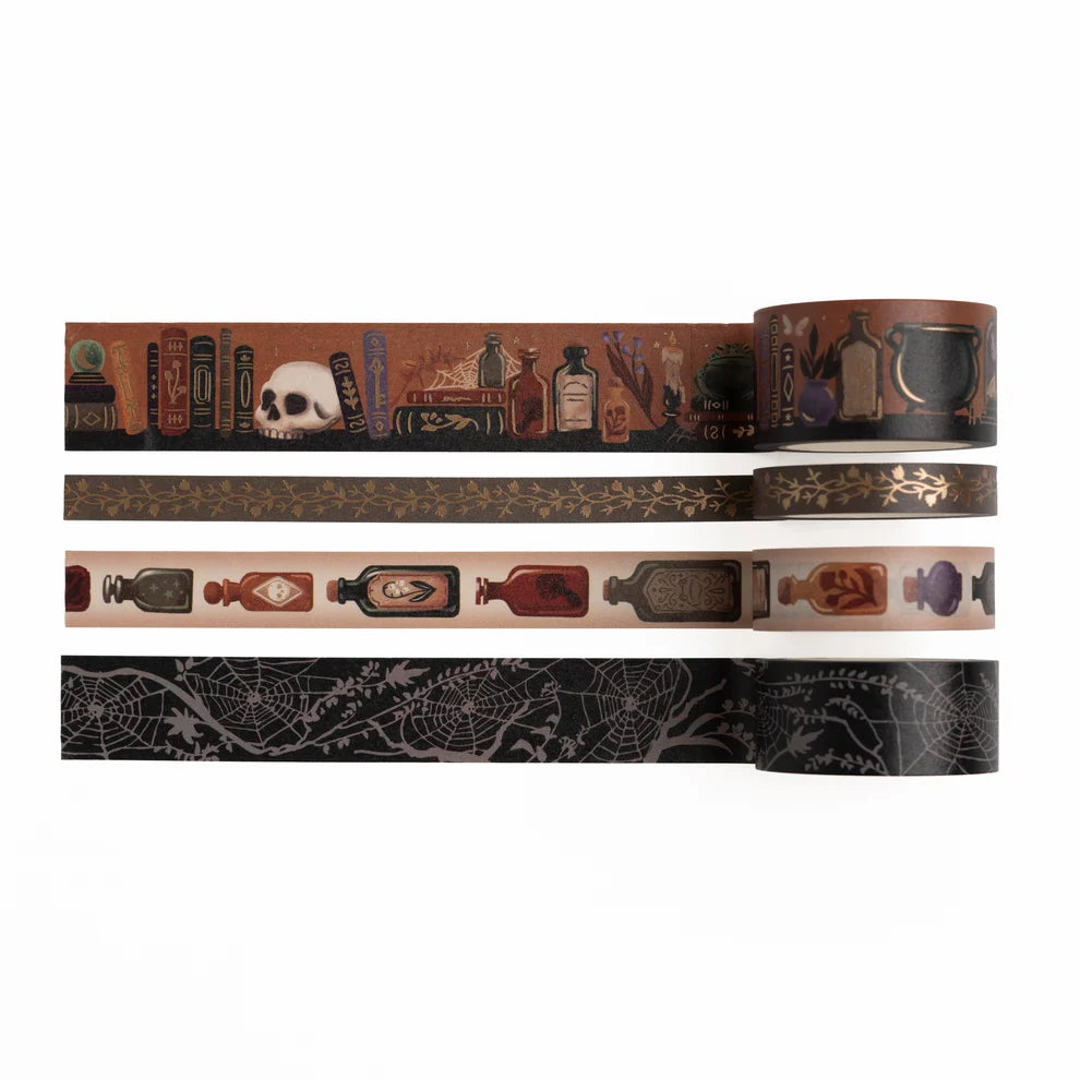 Turn every journal spread into an enchanted apothecary with the Apothecary Shelf Washi Tape Set.