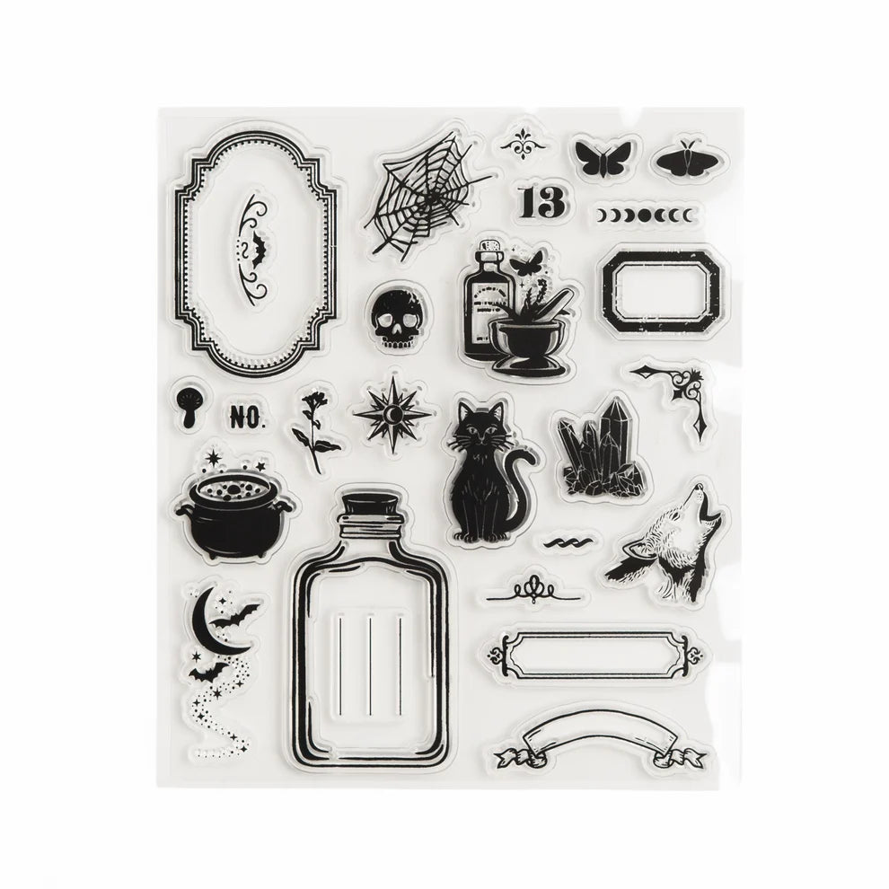 Add a touch of spellbinding charm to every journal spread with the Mystic Magic Acrylic Stamp Set.