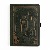 The Apothecary Shelf Notebook invites you into an enchanted workshop filled with mysterious bottles, magical herbs, curious mushrooms, and hidden woodland treasures.