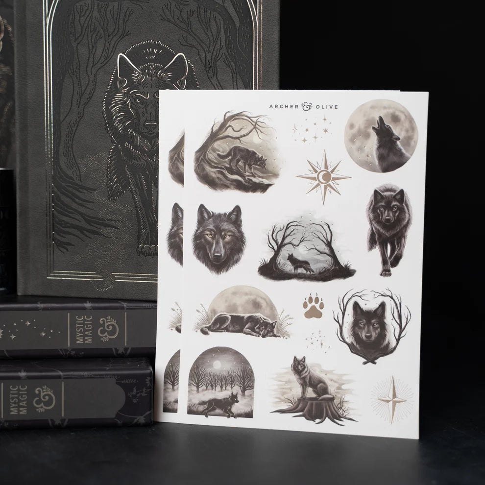 Bring the quiet mystery of moonlit forests to every page with the Wolf in the Night Sticker Set.
