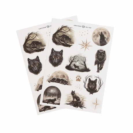 Bring the quiet mystery of moonlit forests to every page with the Wolf in the Night Sticker Set.
