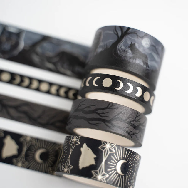 Capture the quiet beauty of the forest after dark with the Wolf in the Night Washi Tape Set.