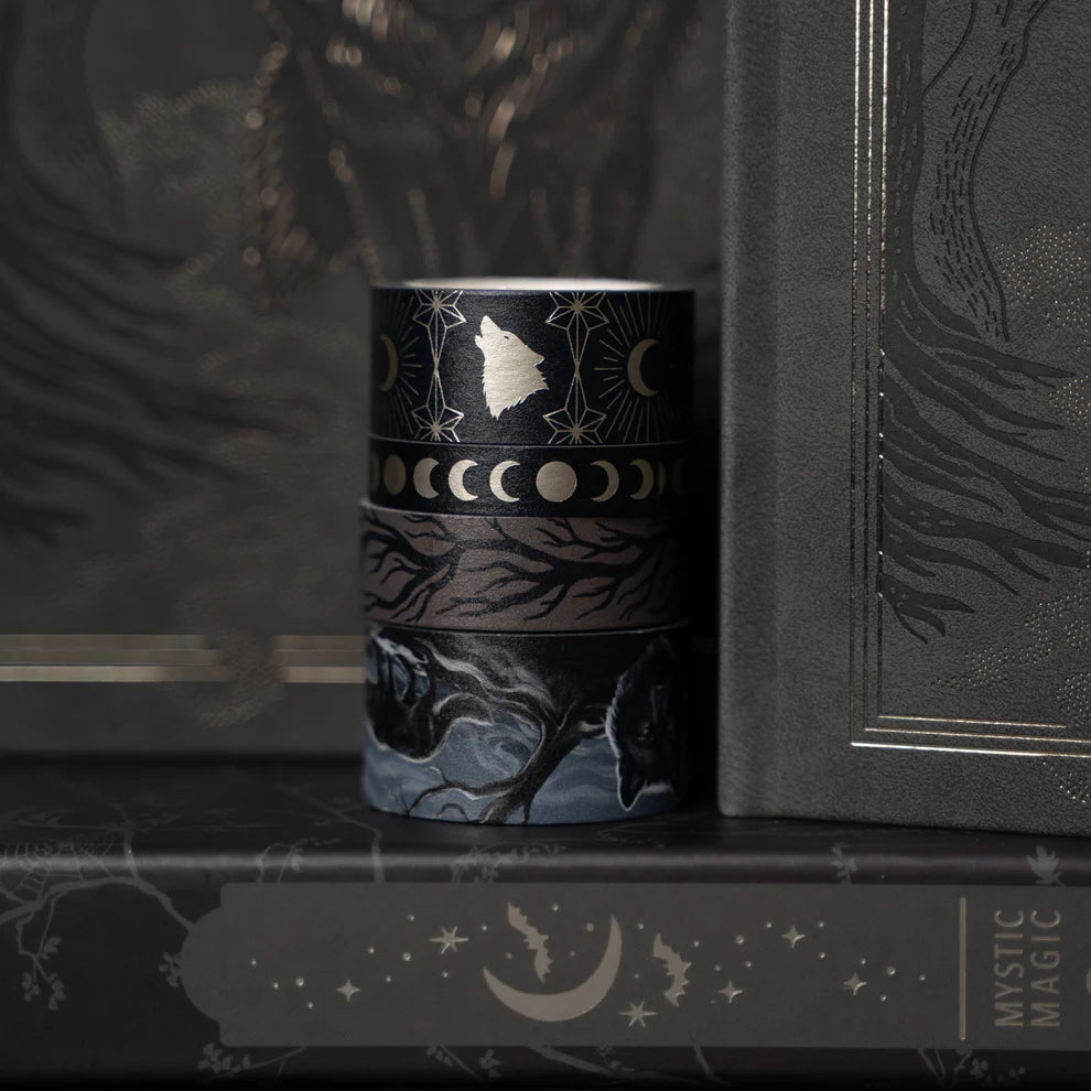 Capture the quiet beauty of the forest after dark with the Wolf in the Night Washi Tape Set.