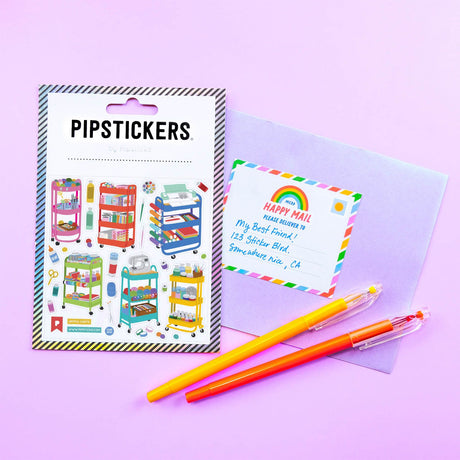 PipStickers are the PERFECT gift for the sticker lover in your life - even if it's you! These unique PVC designs with silver foil accents come on a clear backing and cannot be found anywhere else.

Includes one 4'' x 4'' sheet of Artful Carts PipStickers and includes the Pipsticks manifesto.