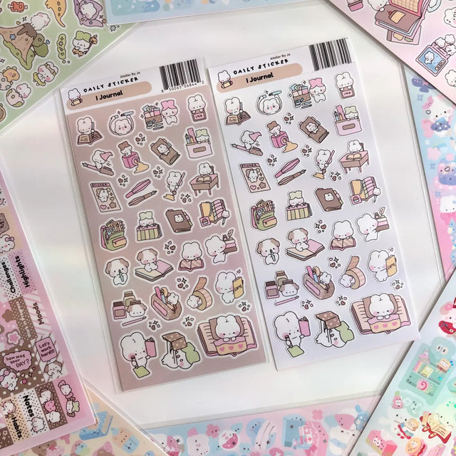 Bring your journal pages to life with our sticker sheets featuring original illustrations and characters! Thoughtfully designed for journals, planners, and creative minds, each sheet is filled with unique, hand-drawn elements to help you express your thoughts and decorate your pages with personality. Perfect for daily journaling, mood tracking, scrapbooking, or enhancing your planner spreads, these stickers add a touch of magic to every moment you document.

Product Type: Sticker Sheet