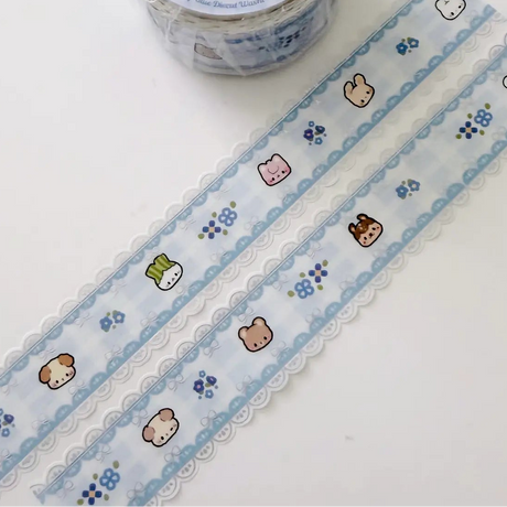 Add a delicate touch to your journal spreads with this Blue Lace Diecut Foil Washi Tape! Featuring soft pink lace-inspired details and shimmering foil accents, this tape is perfect for decorating planners, scrapbooks, happy mail, and cozy stationery setups. The elegant diecut design makes it a charming collectible for stationery lovers and washi tape collectors alike.

Product details:

20 mm x 5 m