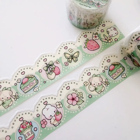 Matcha Strawberry Diecut Foil Washi Tape features cozy matcha and strawberry-themed designs with foil accents, this tape is perfect for journaling, planners, scrapbooking, and decorating happy mail.

Product details:

30 mm x 5 m