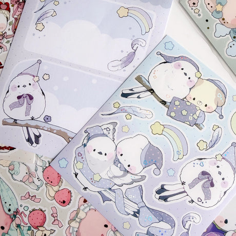Introducing larger stickers to be the center of focus in your journal spreads! These detailed, illustrated stickers will add a cozy flair to any journal.

Product details:

135 mm x 160 mm sticker sheet.
Matte with Foil
135 mm x 180 mm memo sticker sheet backing - writable.