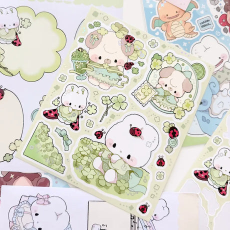 Atelier by Jo Large Sticker Sheet - Ladybugs and Clovers

Introducing larger stickers to be the center of focus in your journal spreads! These detailed, illustrated stickers will add a cozy flair to any journal.