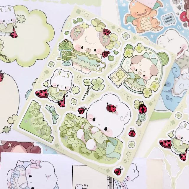 Atelier by Jo Large Sticker Sheet - Ladybugs and Clovers

Introducing larger stickers to be the center of focus in your journal spreads! These detailed, illustrated stickers will add a cozy flair to any journal.