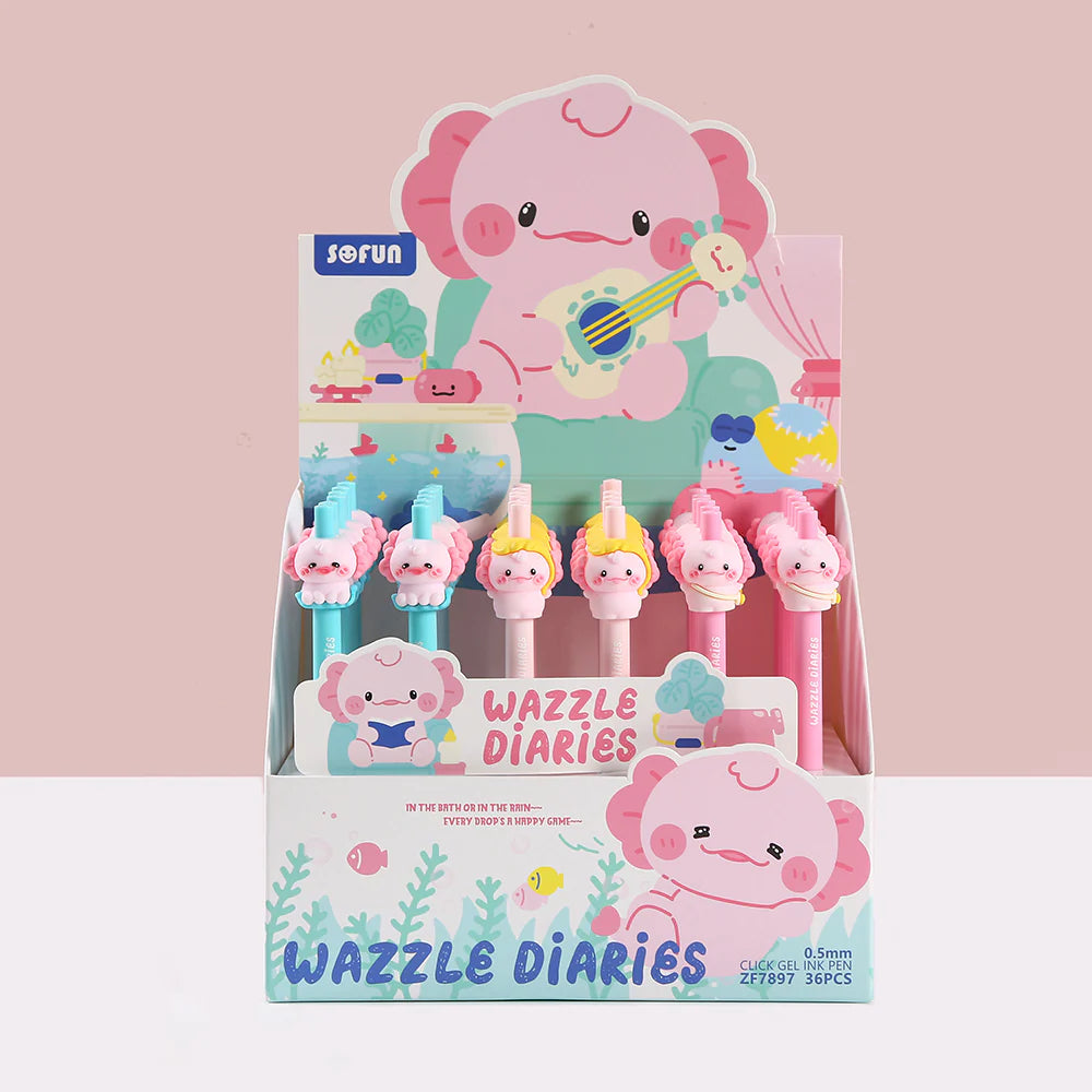These cute axolotl gel pens are perfect for planning, for work, home, desk or for school. They will be a beautiful addition to your pen collection!


• 0.5mm Gel Ink
• Black Ink
• Writes very smoothly
• Measures approx. 6" - 7"
• Includes 1 pen, we will send one random color/design