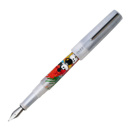 BENU Euphoria Fountain Pen - Steamboat Master

As a tribute to Mickey Mouse, a beloved childhood character who first appeared in Walt Disneys Steamboat Willie in 1928, BENU has created the Steamboat Master fountain pen. Made from a light grey material to evoke the black-and-white cartoon in which the character first appeared on the silver screen, the pen showcases the character hand-painted in monochrome colors set against a colorful background to reveal the cheerful tone of the character.