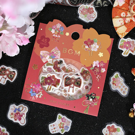 BGM Cherry Blossom Red Scarlet Hair Accessories Flake Sticker