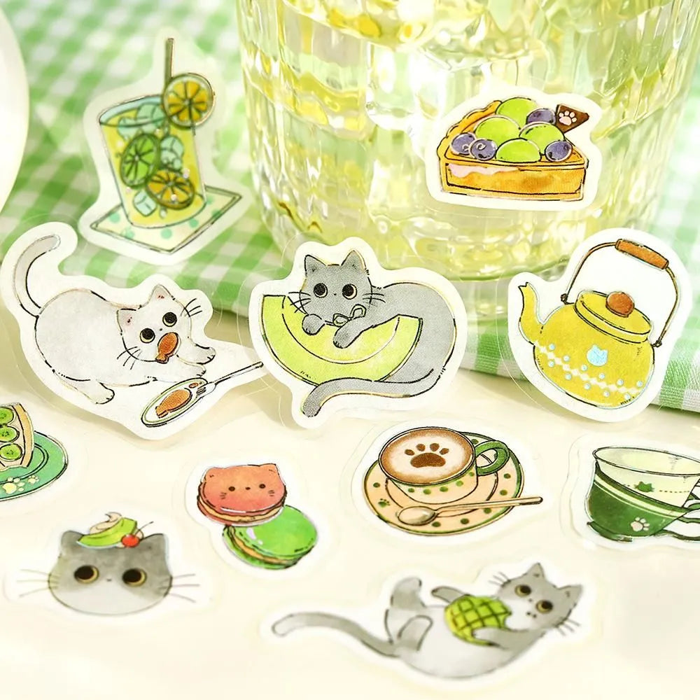 The popular masking tape series "Cafe Kuroneko" has now become stickers!

Not only Kuroneko, but also Heineko, Mikeneko, and Shiro-Neko have joined the group. Each cat gathers here as a café with its own unique personality.
"Welcome, meow!"

Contents: 15 designs x 3 sheets
Material: Japanese paper