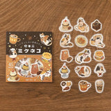 BGM - Welcome Meow! Series Café Mikeneko Sticker Flakes

The popular masking tape series "Cafe Kuroneko" has now become stickers!

Not only Kuroneko, but also Heineko, Mikeneko, and Shiro-Neko have joined the group. Each cat gathers here as a café with its own unique personality.
"Welcome, meow!"

Contents: 15 designs x 3 sheets
Material: Japanese paper
