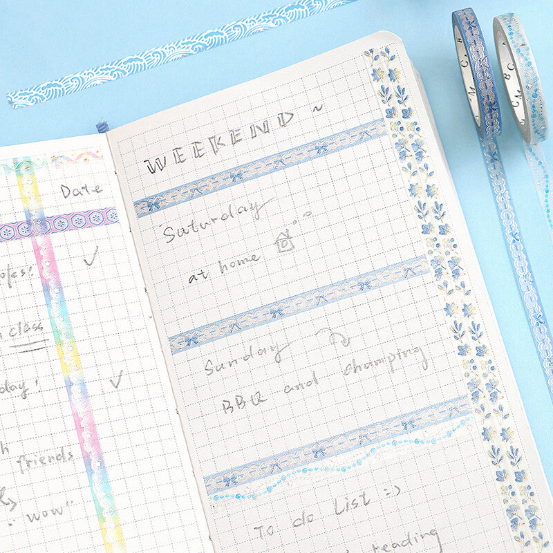 Blue Pearl Slim Washi Tape
