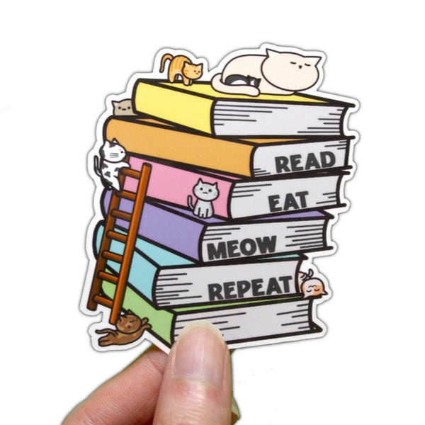 Back To School Book Cats Vinyl Sticker