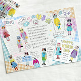 The 'Dress-Up' series lets you swap faces, bodies, and legs for lots of fun unique designs.&nbsp;Stylish girls living in the cat town are invited to girls' gatherings where they chat and have a dress-up party.

Product size: Head height 15mm× width 18mm,
Body height 27mm× width 20mm,
foot height 13mm× width 15mm
Pattern types: 10 each
Number of sheets: 80 sheets
Packaging size:&nbsp;Height 51mm× Width 79mm× Depth 79mm