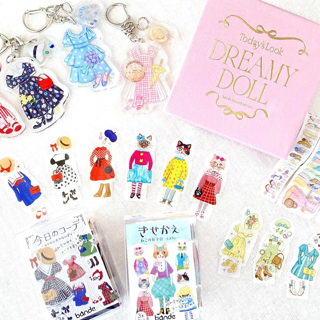 BANDE's popular patterns is back in print! A series where you can enjoy 'today's outfits' by combining designs.
We offer retro-chic outfits reminiscent of the lady you admire who lived true to herself in old movies. If you stick it along the borders of your notebook or notebook, you can create a decoration that will make you smile.