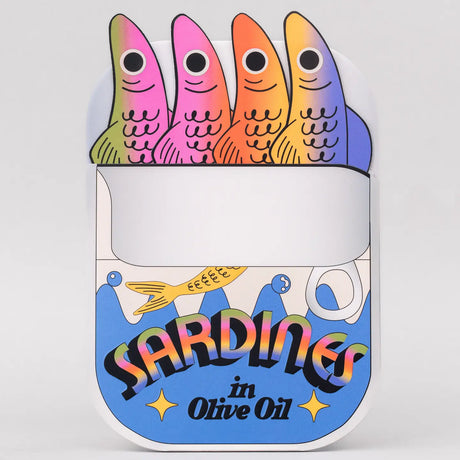 Something’s fishy about these sardines — wait a second! They’re actually a set of four bookmarks. Use them to mark your favorite pages or sneak them into your friends’ books.

The details-
Set of 4