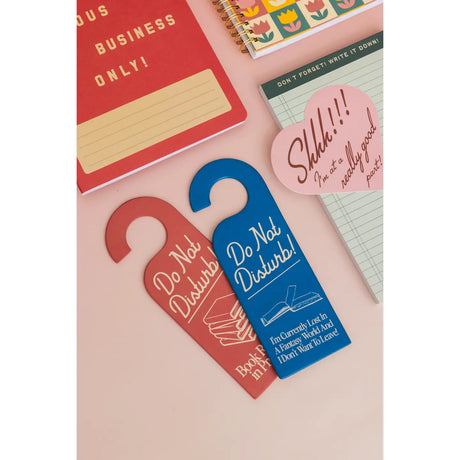 Do not disturb. Serious reading happening. This durable bookmark is made of leatherette and features a fun shape.

The details-
2.5 in. x 7 in.
Leatherette
Novelty shape
Door hanging hook