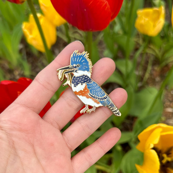 Belted Kingfisher Pin