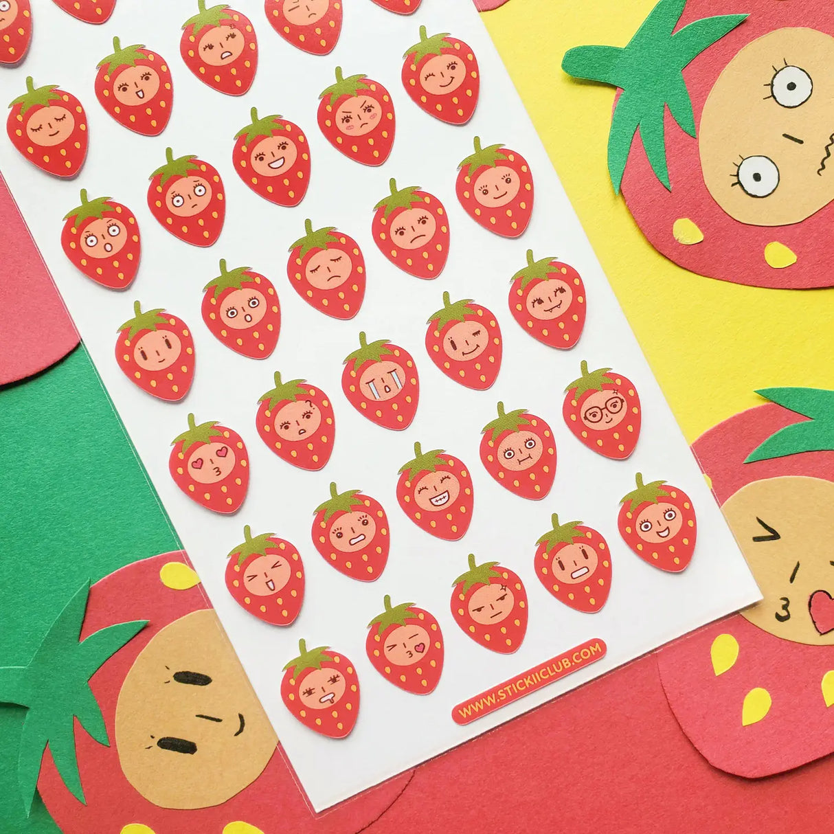 🍓😳 For every mood on the emotional fruit chart, this sheet has a strawberry to match. From shy smiles and dramatic tears to heart eyes, grumpy little faces, sleepy looks, and full-on tiny panic, each berry captures a very specific feeling in the cutest possible way. Perfect for planners, journals, mood trackers, or any day when only a little strawberry face can truly explain what’s going on.