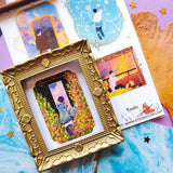 🌙⭐ Wanna get even further away? @9jedit’s got you covered with this stellar celestial set. Sometimes we can only escape in our daydreams and why would we want that to be ordinary? Think cozy reads under crescent moons, ferris wheel rides through cotton candy skies, and portals to worlds that aren’t planet earth. Take us away!

Art by: @9jedit

Top Coating: Gold foil

Adhesive Layer: PVC (plastic)

Backing Layer: Clear PET

6.69" x 3.54". Weight - 0.03lbs.

1 sheet included