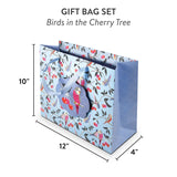 Birds in Cherry Tree Large Horizontal Gift Bag with Tissue Paper