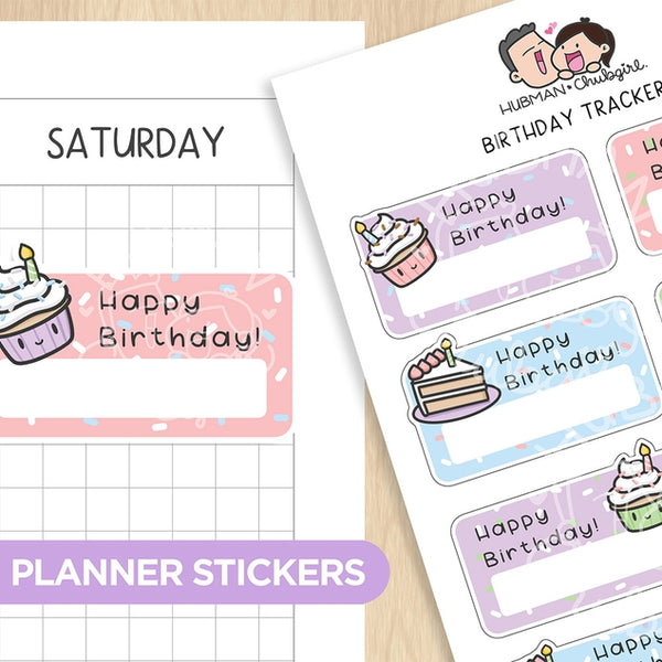 hubmanchubgirl. Birthday 2 Tracker Planner Stickers