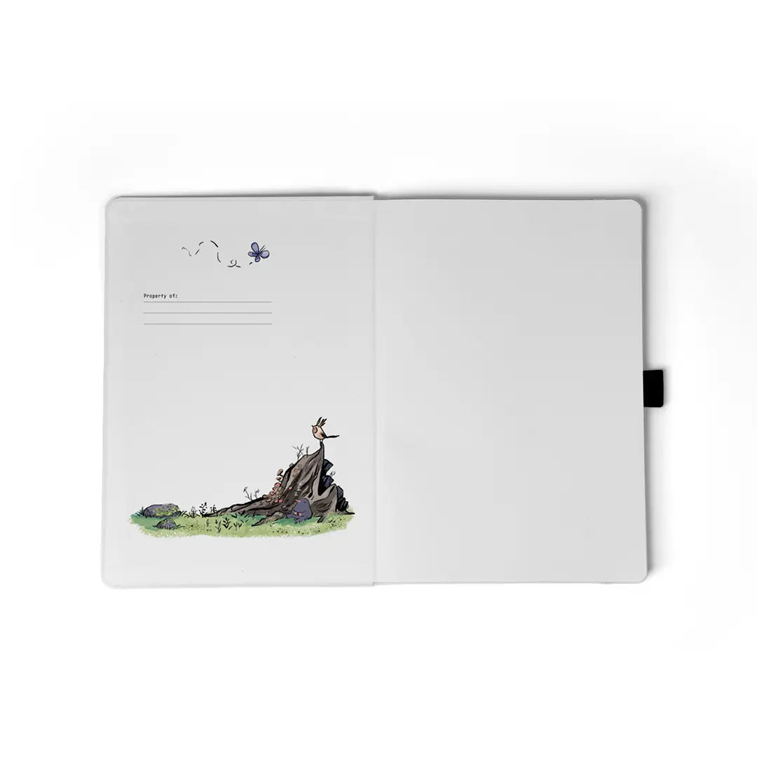 A premium soft-touch hardbound cover and smooth, lined pages make writing easy and enjoyable. The Smythe-sewn layflat binding keeps the notebook open for effortless note-taking, and the satin ribbon helps you mark your favorite pages.

New inside page design
Soft Touch Hardcover
5.75" x 8.25"
144 Lined Pages
Contrast Endpages
Bookmark, Pen Loop, &amp; Elastic Closure