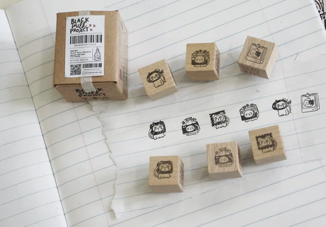 Box size: 4 x 3 x 3 cm

Packed with cuteness, this tiny treasure features 6 different mini stamp designs - plus a PET sticker pack.

The stamps are made of industrial high grade red rubber with the finest details. It is mounted by hand on re-purposed wood, hand-picked from various sources from old furnitures to jungle excursions! As all stamps are assembled, cut, sanded by hand, size and shape may vary slightly. Wood material will differ depending on what the forest elves bring!

Stamps might be slightly st