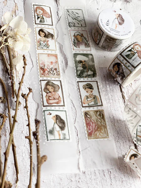 Hand-illustrated stamp washi tape.

• 10&nbsp;unique designs per roll (5 meters per roll)