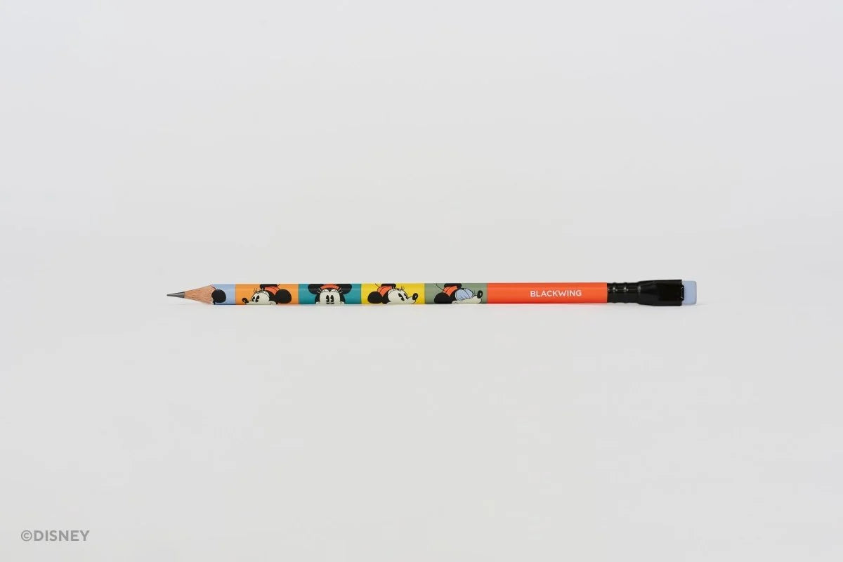 This set of 12 Blackwing pencils includes designs featuring Mickey Mouse, Minnie Mouse, Donald Duck, Daisy Duck, Goofy, and Pluto. Each pencil contains our Soft graphite core.