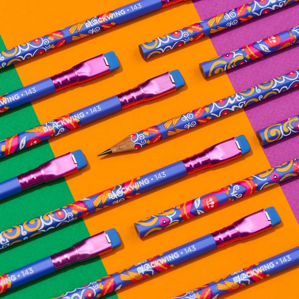 Blackwing - Volume 143 Frida Kahlo Pencils - Set of 12

On September 17, 1925, a bus collided with a trolley car in Mexico City. Among the injured passengers was 18-year-old Frida Kahlo. The accident left her bedridden for months. With a mirror suspended above her bed, Frida began to paint what she could see: herself.

Looking inward became a defining theme of Frida’s work. Through her celebrated self-portraits, she explored identity, pain, and passion using bold, vibrant colors to express her inner world. 