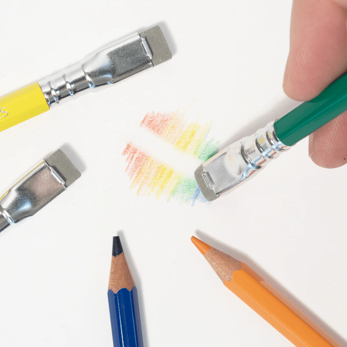 Blackwing Colors were designed specifically for coloring. Each pencil is made with Genuine Incense-cedar and includes a unique soft and smooth Japanese wax color core. Each pencil features the same semi-hexagonal barrel and iconic ferrule found in our graphite pencils. The design also features a special sand eraser with a semi-abrasive texture made specifically to erase colored pencils.

Each set includes 12 colors: Pink, Red, Yellow, Orange, Light Green, Green, Light Blue, Blue, Violet, Brown, Black, and S