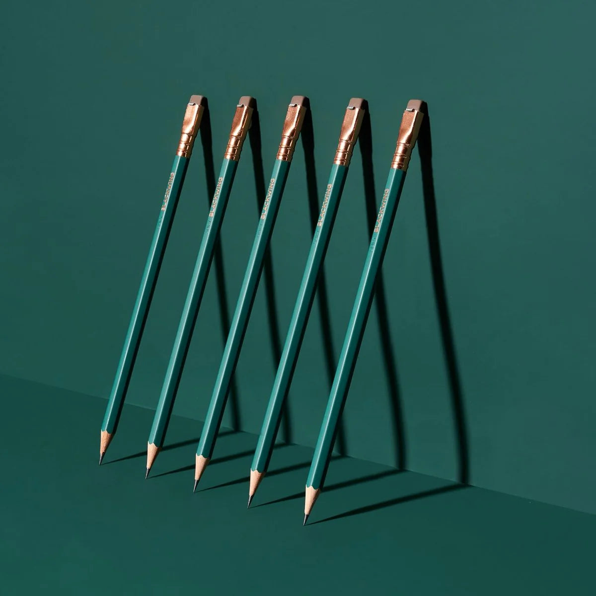 This colorway has a matte green finish, copper imprint, copper ferrule, and taupe eraser. It features a “SOFT” pencil graphite indicator stamp on the barrel. This Blackwing graphite pencil is ideal for musicians, woodworkers, artists, and anyone who prefers a soft, satisfying dark line. The Blackwing Matte pencil is the softest of the four popular core Blackwing models.

Blackwing Matte pencils come in a 12-pack gift box that also doubles as a pencil cup. The Blackwing Matte has the soft same pencil graphit