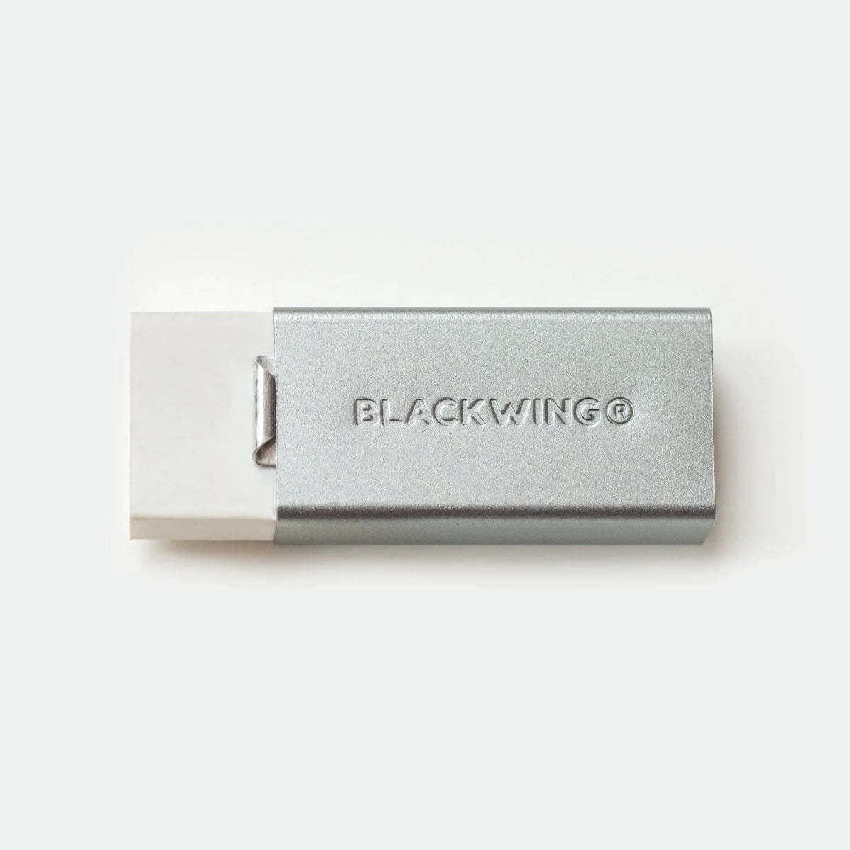 We took the iconic design of our eraser clip and adapted it into a sleek handheld form that feels great to use.

The eraser is made of a special soft material that erases the dark lines of our graphite cleanly and easily. The holder is made of durable aluminum that lets you get a solid grip while erasing. It also includes a jumbo-sized version of the iconic Blackwing clip, so you can extend the eraser as you use it.