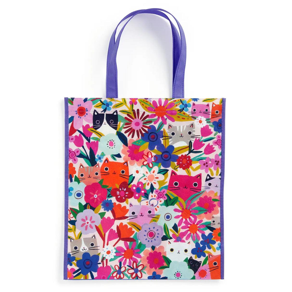 Our new Blooming Cats reusable shopping bag features illustrations of adorable cats among blooming flowers while being stylish and eco-friendly. The bag is also spacious and roomy, with plenty of space to hold all your essentials. It's also lightweight and easy to carry, making it perfect for everyday use. This unique shopping bag is a great way to show off your style while also doing your part for the environment.