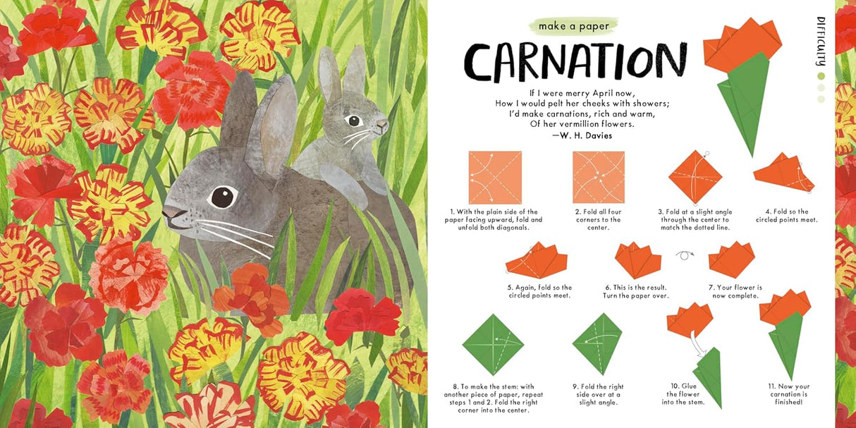 This stunning gift book from the National Trust features enticing paper-cut artwork from Clover Robin, alongside simple instructions to make 13 different origami plants and flowers, poems about nature, as well as 50 sheets of origami paper! Read the poem, enjoy the picture … and then make the origami figure! From blossom to beech leaves and clovers to carnations, these amazing origami figures are all inspired by nature. Featuring clear instructions for 13 nature-themed pieces across three different difficul