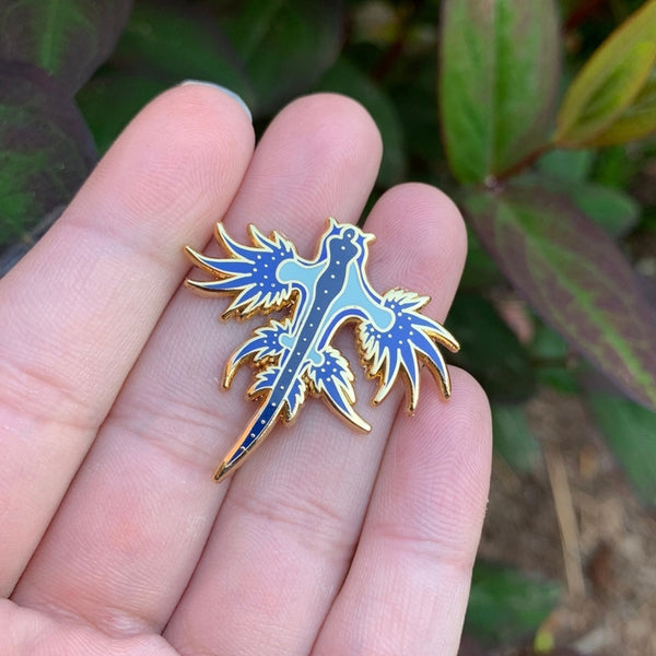Blue Dragon Nudibranch Enamel Pin - 25% To Charity