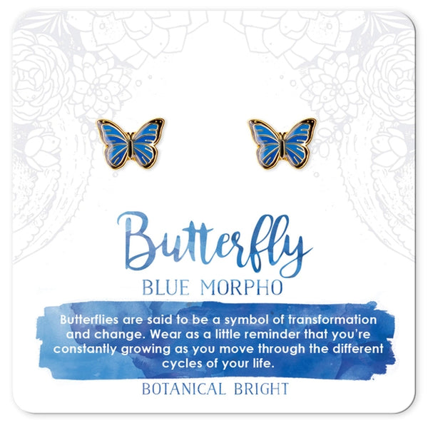 Blue Morpho Butterfly Stud Earrings