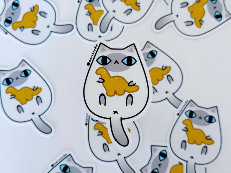 Blue Point Siamese Cat with Dino Nugget Vinyl Sticker