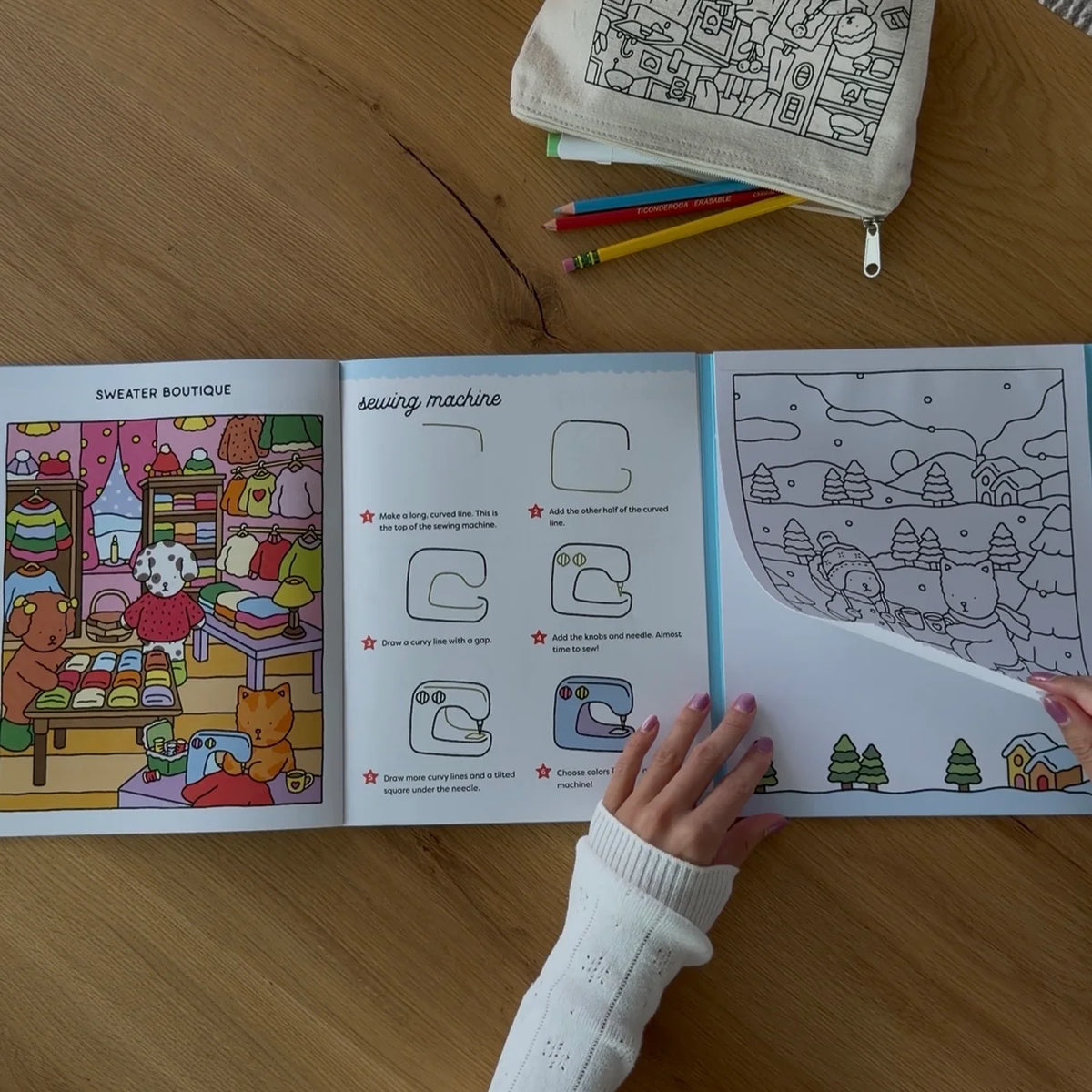 Bobbie Goods - Cozy Coloring &amp; Drawing

Brrrr!! ❄️ This two-in-one book offers 32 pages of step-by-step drawing projects that guide budding artists through creating cozy Bobbie Goods characters, winter scenes, and adorable objects. In addition to the tutorials, an attached pad includes 6 unique winter coloring pages and 6 memo sheets.&nbsp;

Inside, you’ll find:

Step-by-step winter theme drawing tutorials
An attached pad with 6 cozy coloring pages and 6 cute drawing pages
