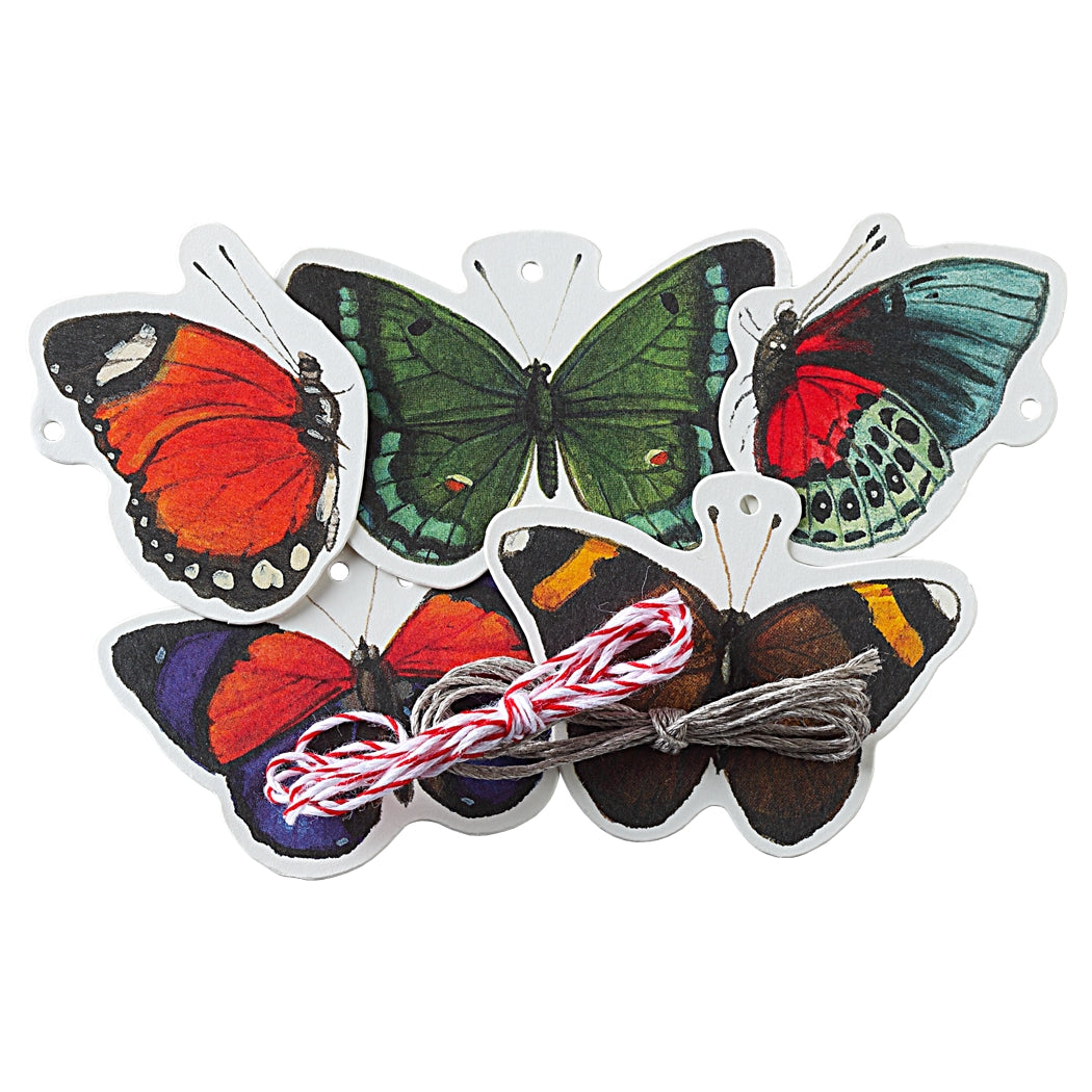 Paquete de etiquetas de regalo perforadas con forma de mariposa