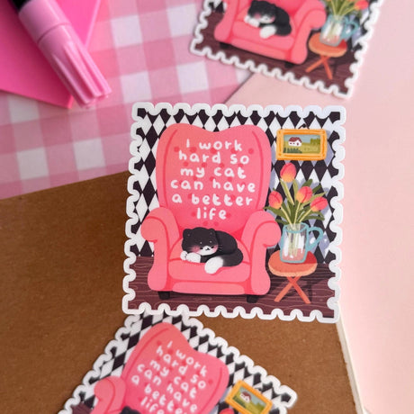 Bonita Crafty Shop - I Work Hard So My Cat Can Have A Better Life Vinyl Sticker