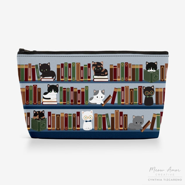 Book Cat Canvas Zipper Pouch